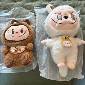 Bundle of Two, Brand New Cute Labubu Plushes, Small Brown & Large Zimomo Styles